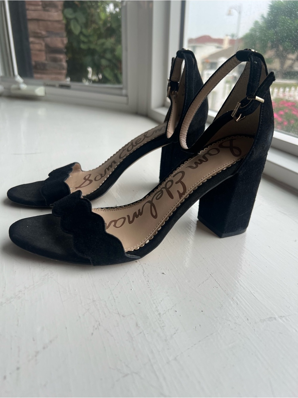 Sam Edelman Odila Ankle Strap Black Suede Sandals, 7.5